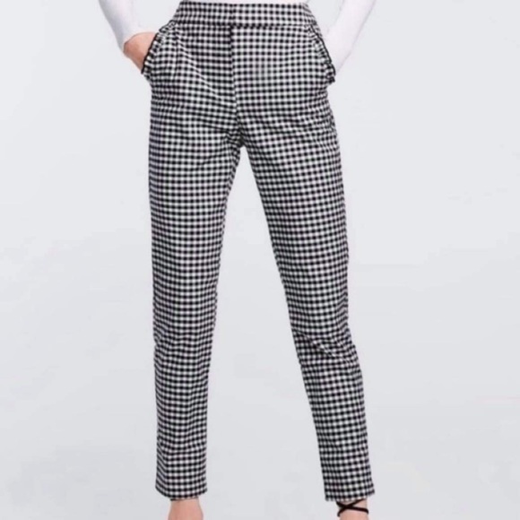 Zara Pants - Zara Ruffles Gingham Skinny Legged Trousers